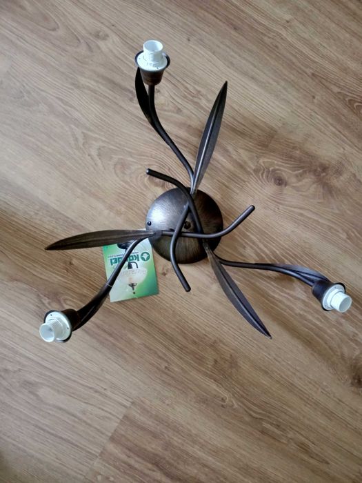 Żyrandol. Lampa wisząca 3xE17 Trzyramienny Kolor pozłacany