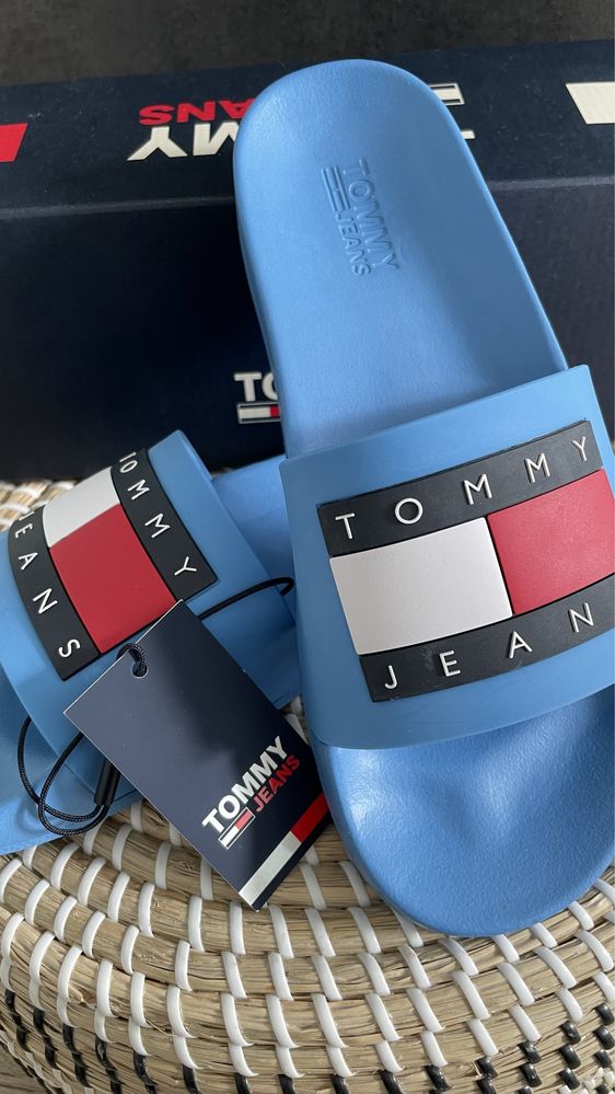 Tommy Hilfiger Jeans klapki flag pool slide blue crush 38