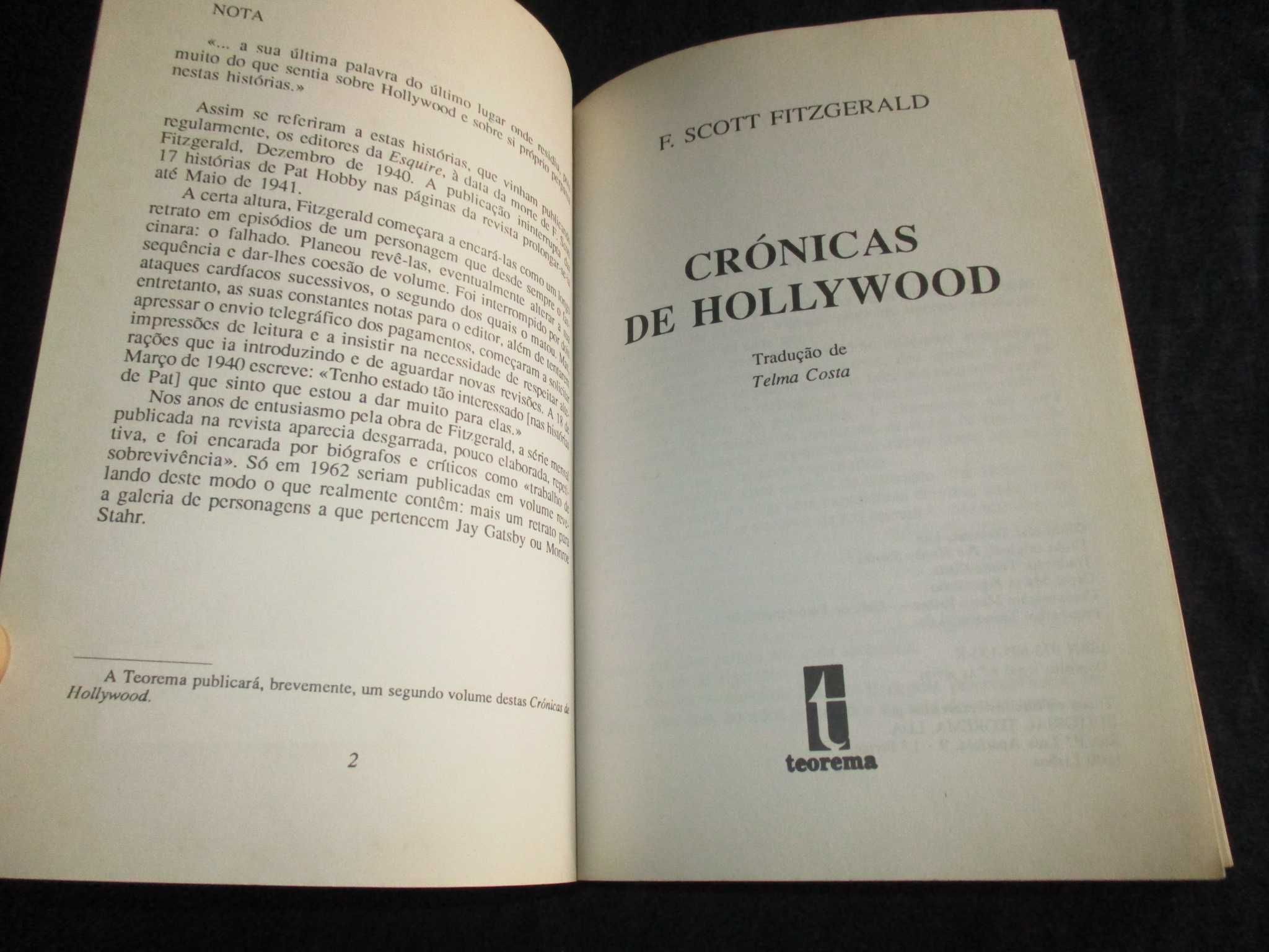 Livro Crónicas de Hollywood F. Scott Fitzgerald