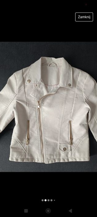 Kurtka ramoneska kremowa XS S skórzana
