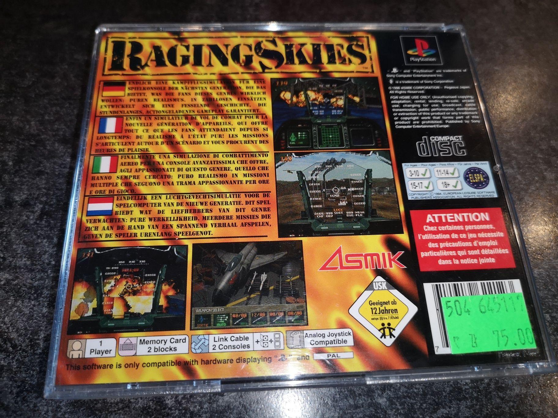 Raging Skies PSX PS1 gra ANG komplet (stan BDB+) sklep Ursus