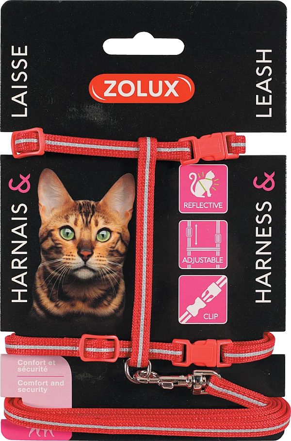 Zolux Zestaw spacerowy dla kota - czerwony