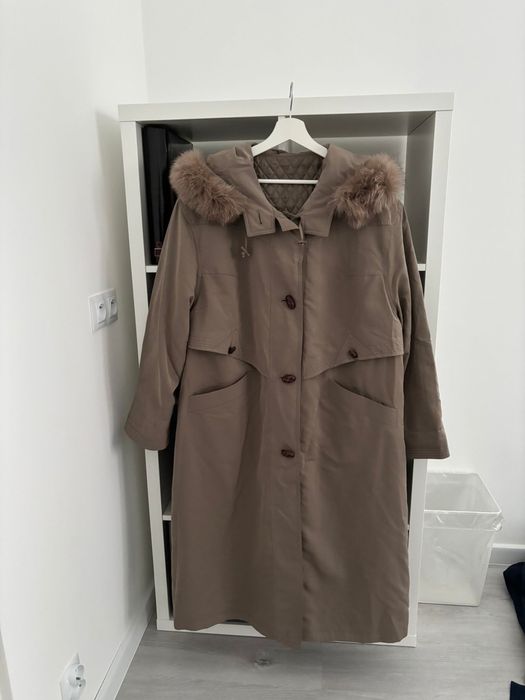 Damski zimowy płaszcz z kapturem NINO rozmiar 48