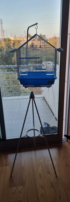 Gaiola para pássaros com suporte