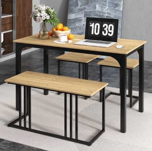 Zestaw mebli stół 120x60x75+ 2 stołki + ławka