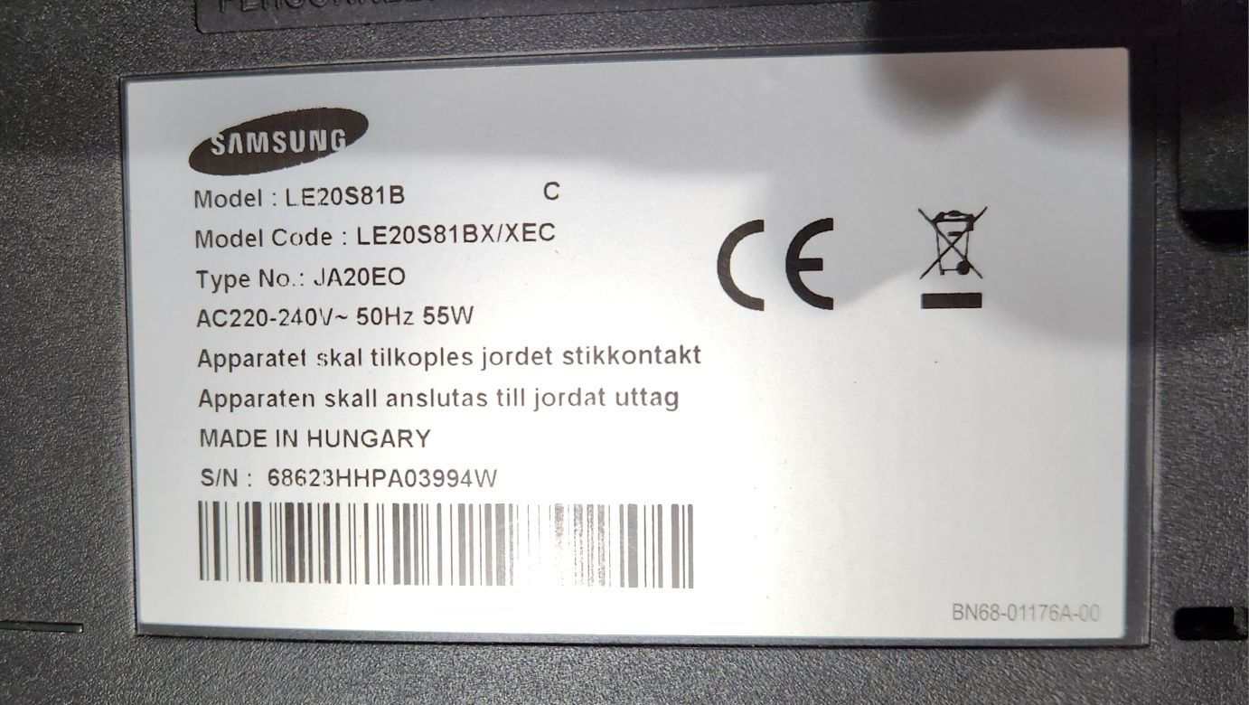 SAMSUNG LE20S81 B telewizor LCD czarny 20 cali monitor Euro złącze itp