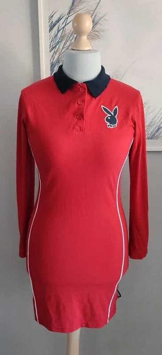 Sukienka czerwona polo Playboy Missguided L