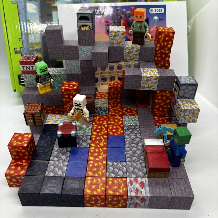 143шт+4 фігурки Магнітний конструктор майнкрафт minecraft кубики лава