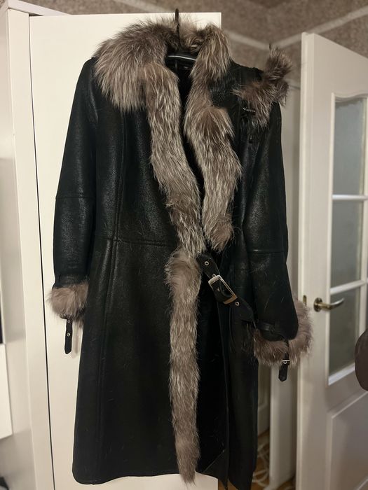 Kożuch naturalny ze srebrnym lisem