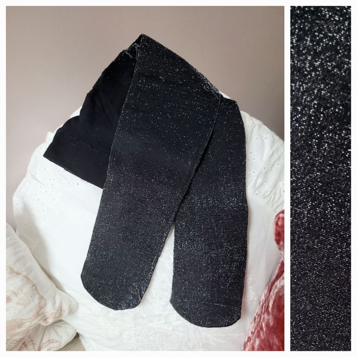 Połyskujące rajstopy 86-92 rajstopki ze srebrną nitką święta sylwester