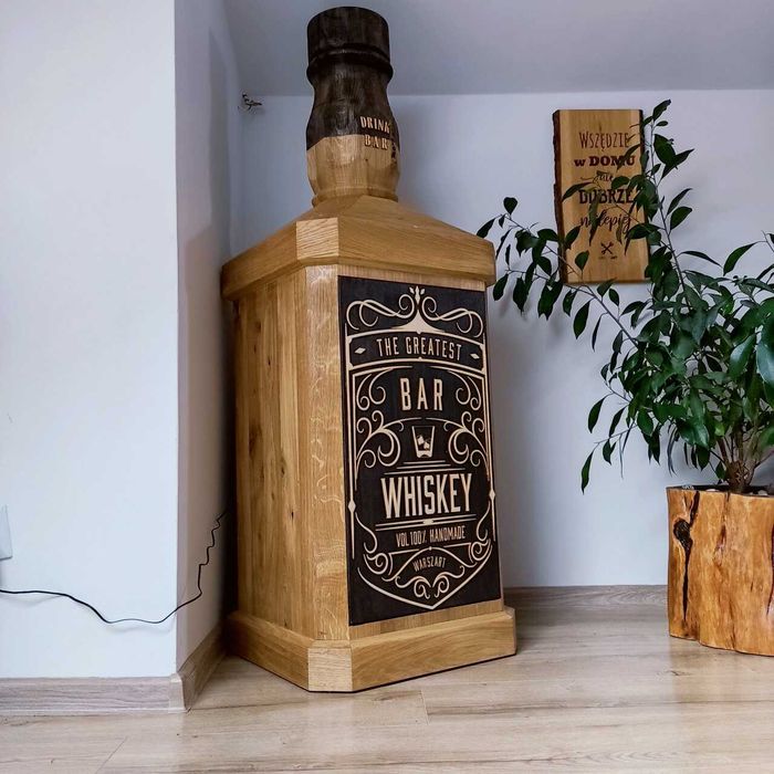 Barek na alkohol lity dąb butelka whisky bar na alkohol 135 cm