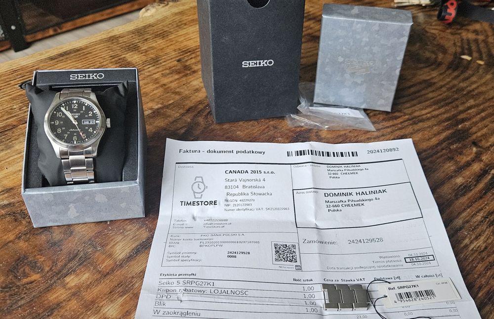 1 Rok gwarancji ! Super Cena zegarek Seiko 5 Automatic srpg27k1