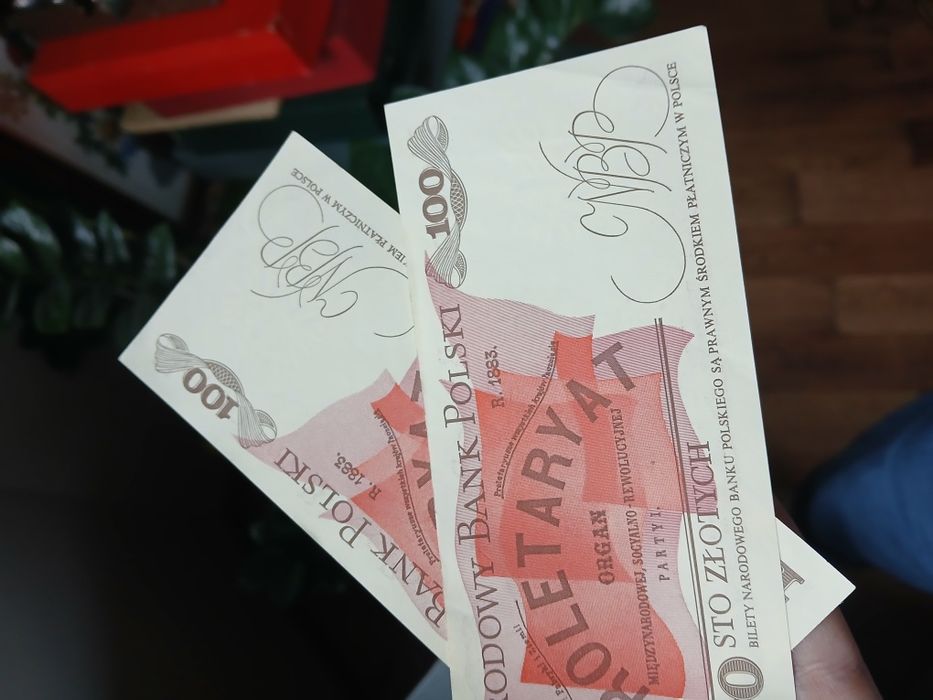 2 banknoty Waryński 100 zł PRL