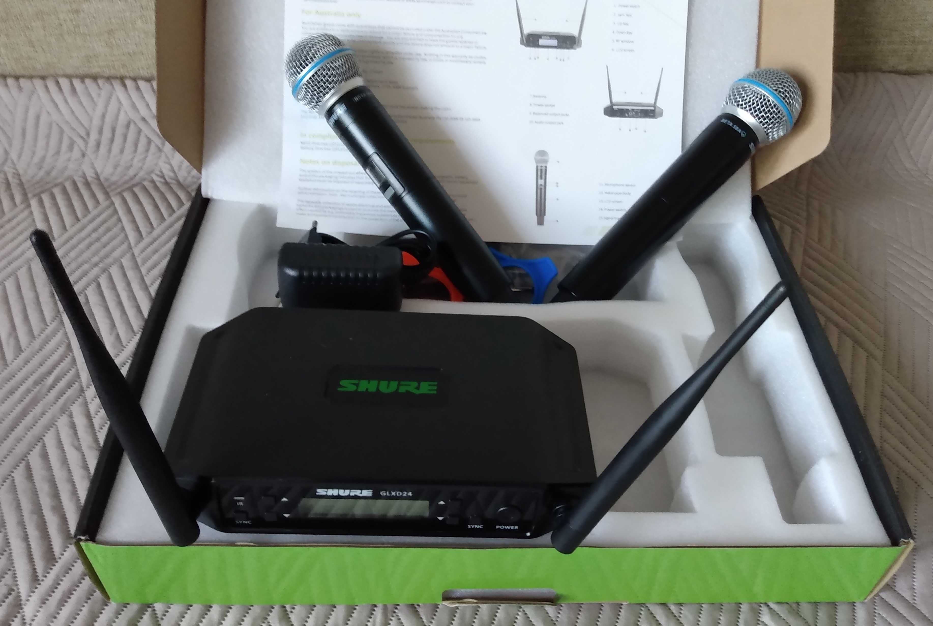 sprzedam zestaw mikrofonów bezprzewodowych SHURE GLXD4 - NOWY