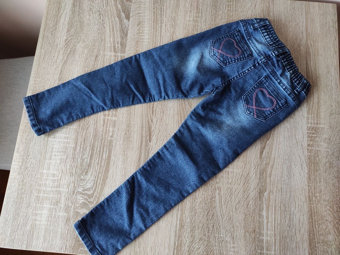 Dżinsy jeansy 116 z cekinami regulowane