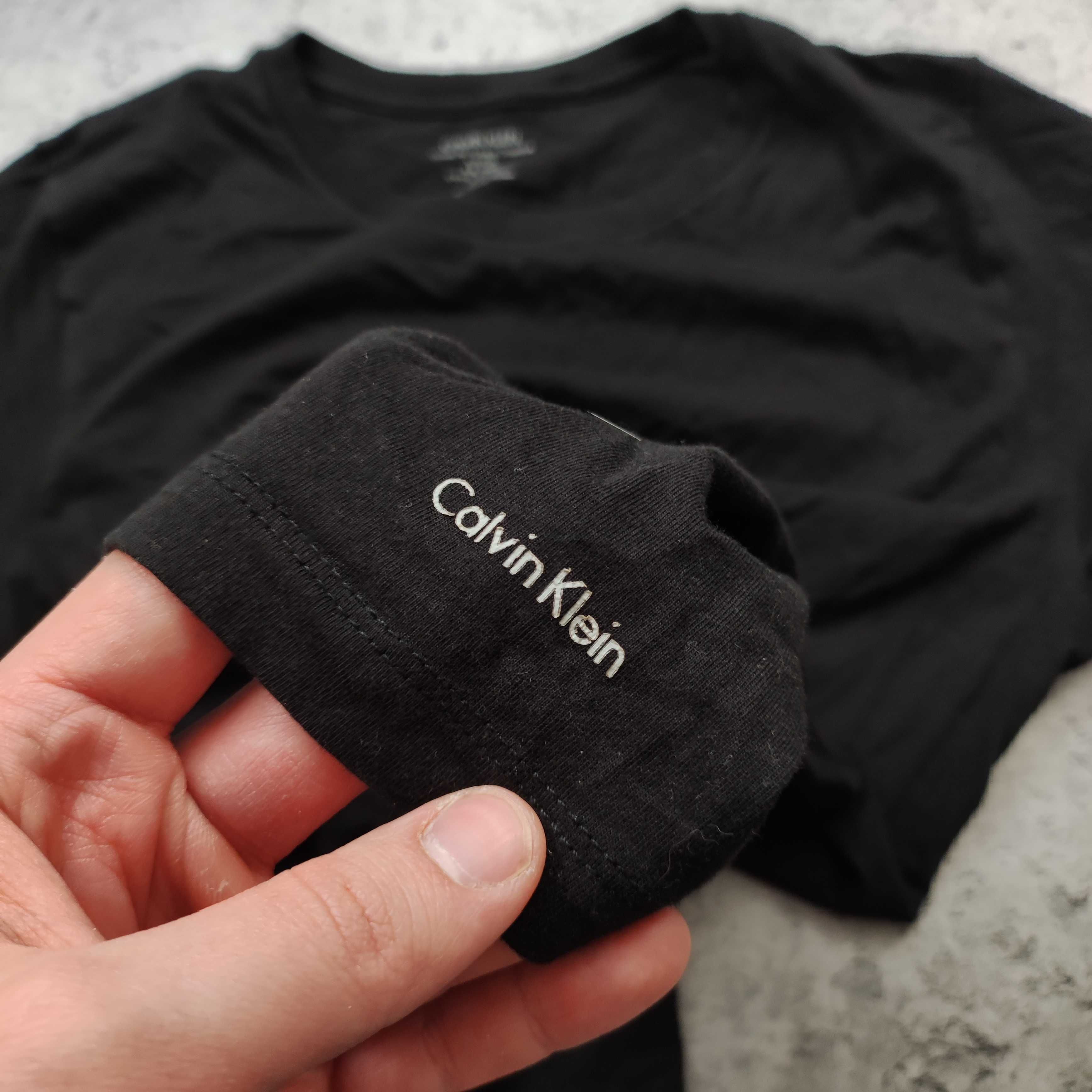 MĘSKA Koszulka Basic Czysta Małe Logo Calvin Klein Czarna PREMIUM Slim