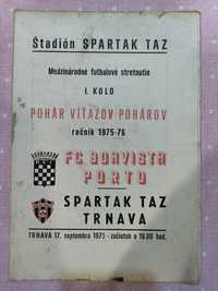 Programa de jogo Spartak Trnava Boavista taça de taças 1975/76