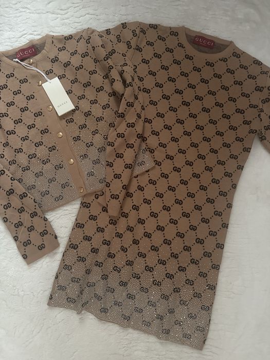 Komplet dzianina brąz