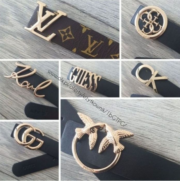 WYPRZEDAŻ Nowy Skórzany Pasek Damski Guess Pinko CK GG LV Gucci