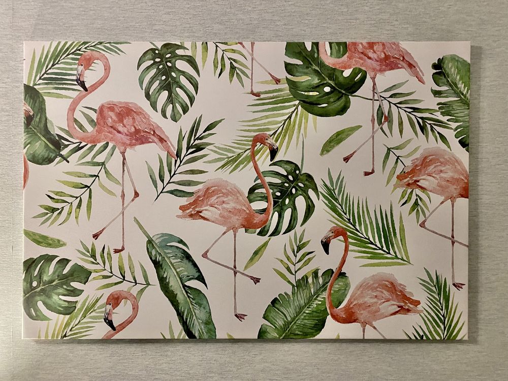 Obraz 120x80 Flamingi Canvas drewniana rama