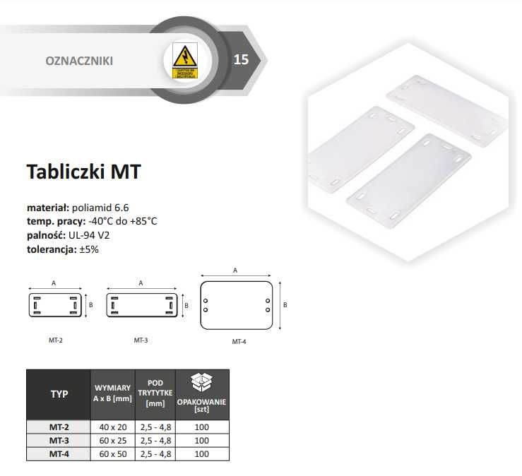 TRYTYT. COM Tabliczka opisowa MT-4. 60X50mm. 7 Szt.