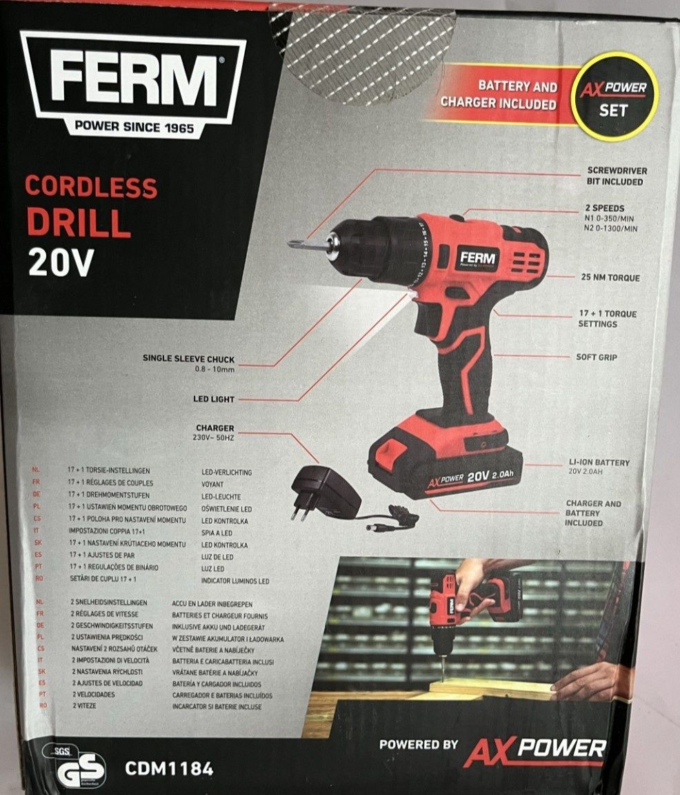 шуруповерт Ferm COM 1183 AX POVER 12v. Li-ion. ʘ 0,8-10