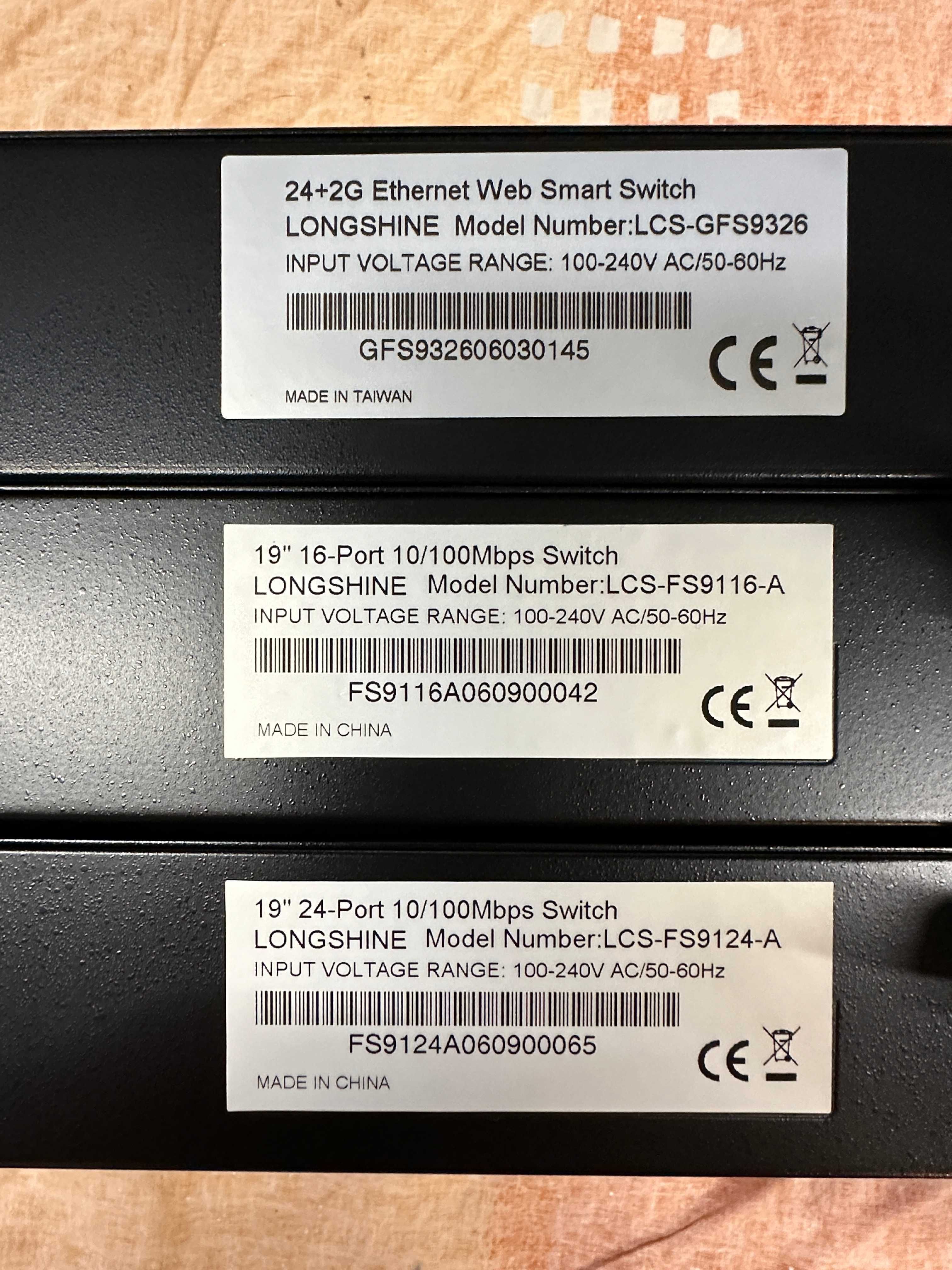 SWITCH Longshine LCS-GFS9326 LCS-FS9124-A LCS-GS9116-A Łącza sieciowe