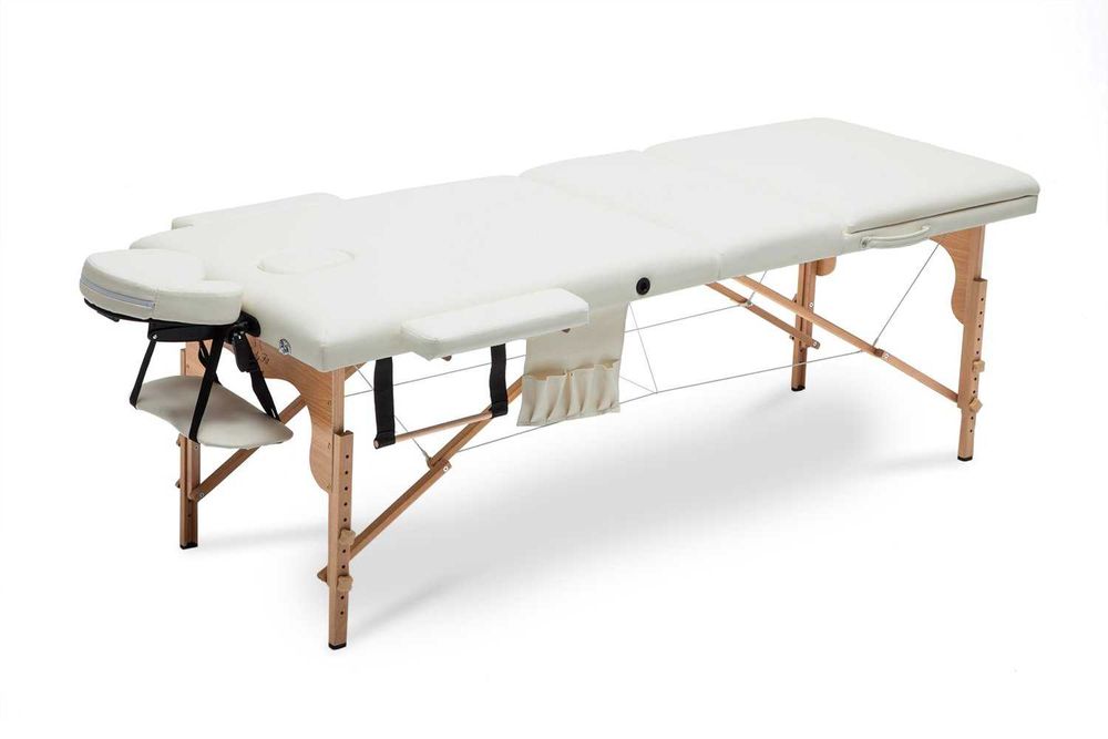 Stół, łóżko do masażu 3-segmentowe drewniane XXL