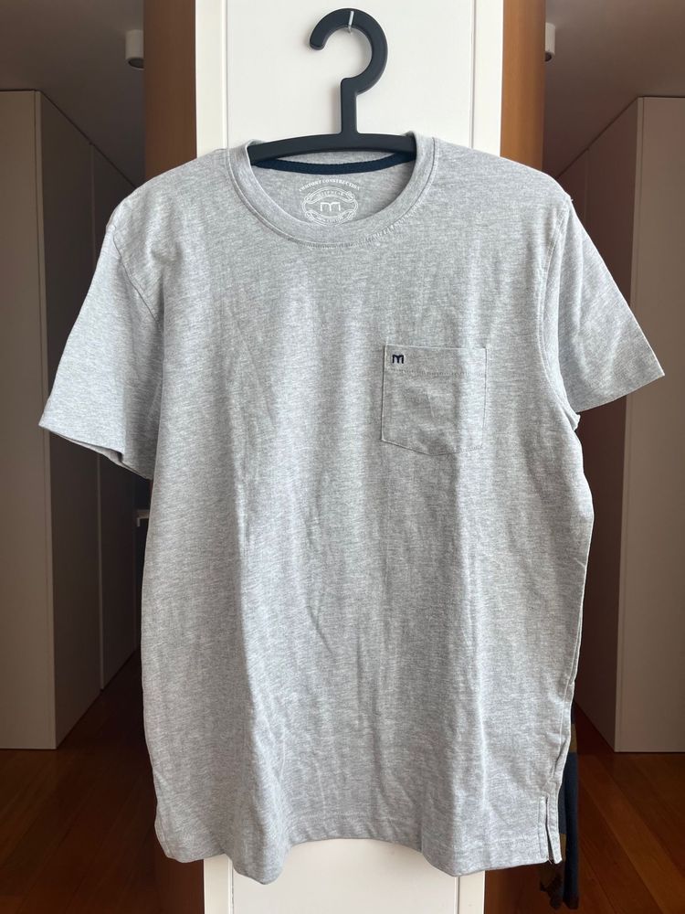 T-shirt de algodão homem cinzenta tamanho M nova confort constrution