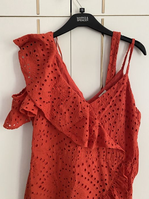 Letnia ażurowa sukienka mini czerwona River Island 38/M