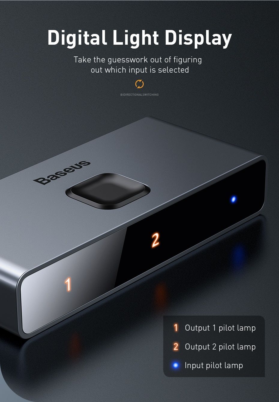 USB-Hub Baseus Matrix HDMI Switcher (2in1or 1in2) Space Gray.