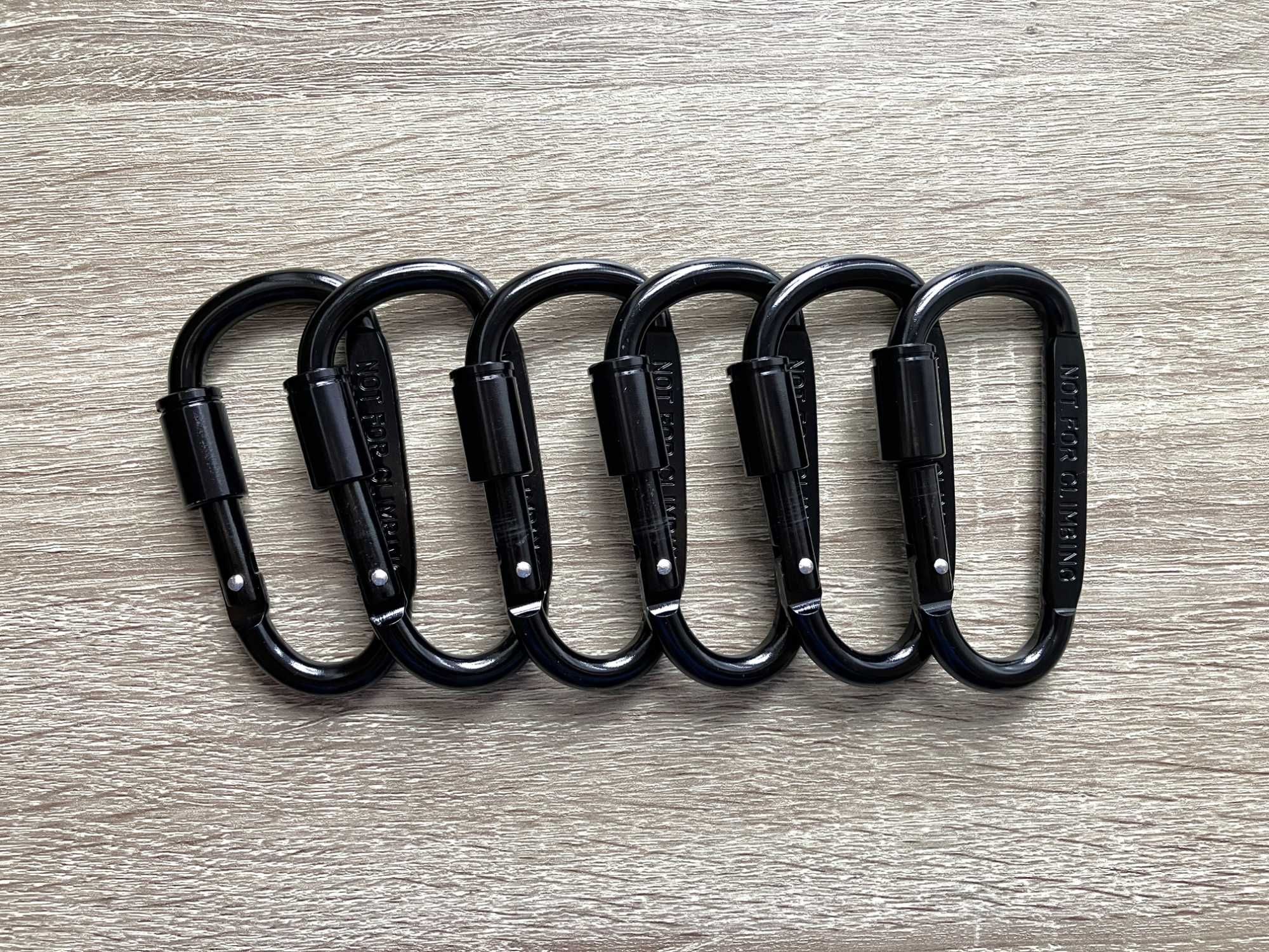 Karabińczyki strażackie skręcane 6 sztuk x 80mm wysoka jakość czarne!