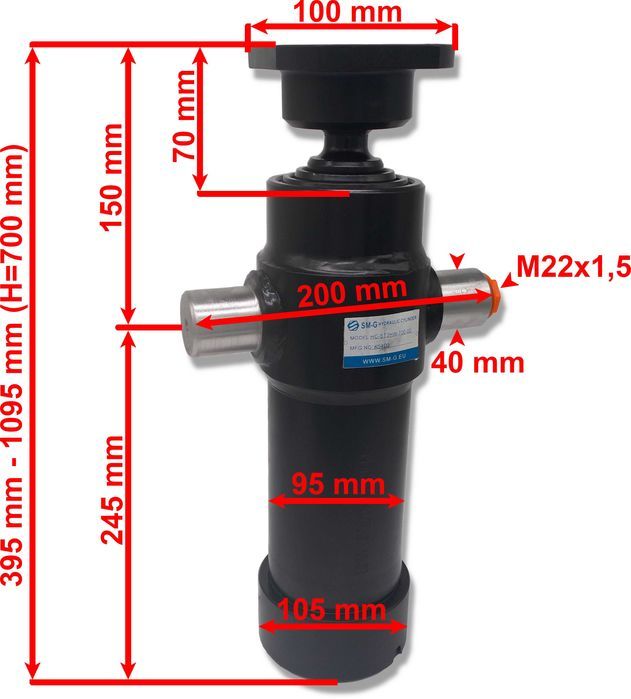 Siłownik hydrauliczny skok 700 agregat 12V KPL [7229]