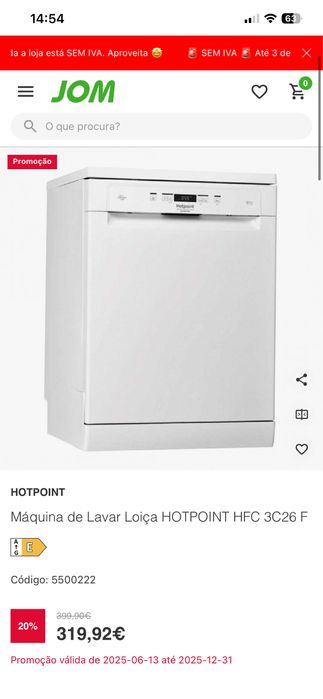 Maquina lavar louça Hotpoint