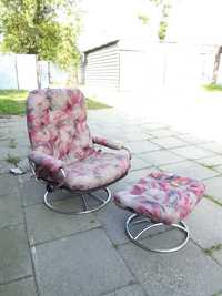 Fotel obrotowy z podnóżkiem,lounge chair,bauhaus ,lata 70