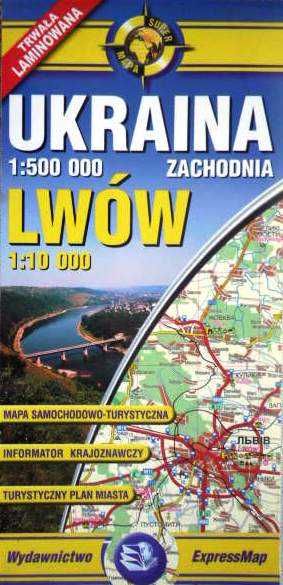 Mapa Lwów 1:10 000 Ukraina Zachodnia 1:500 000 laminowana 2008 rok