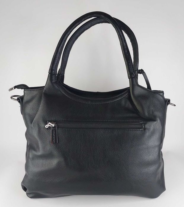 Сумка замшева з двома ручками велика чорна Karlos Marconi