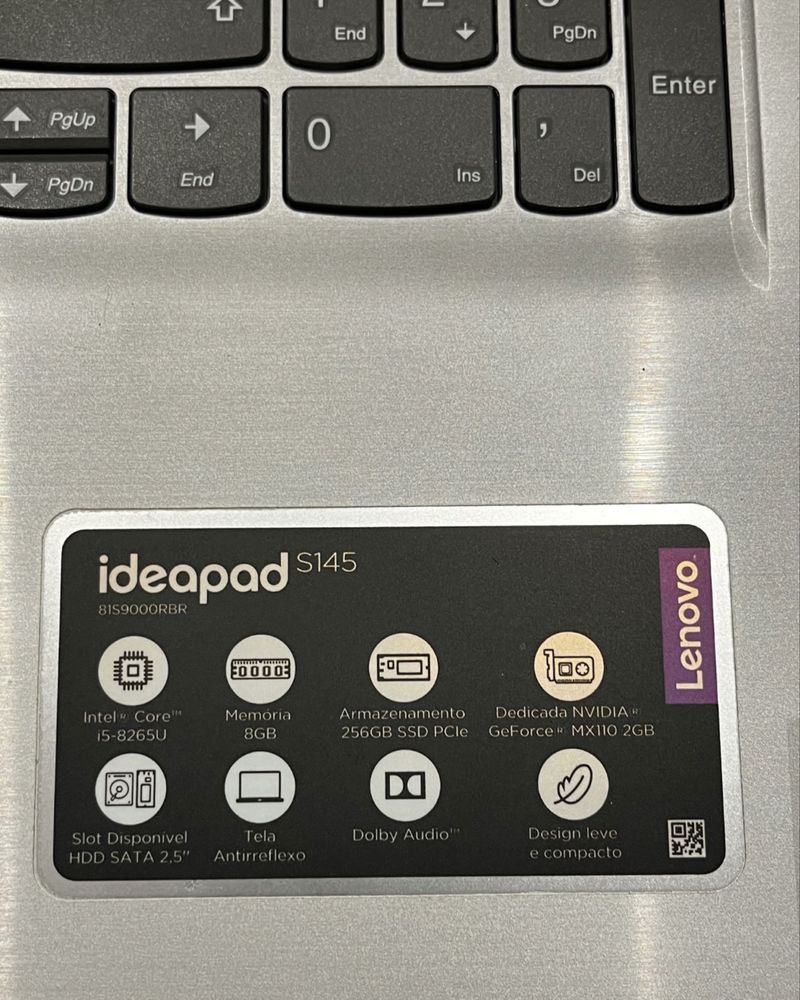 Lenovo Ideapad S145 i5, NVIDIA GeForce, 8GB RAM/256GB SSD- Bom Estado!