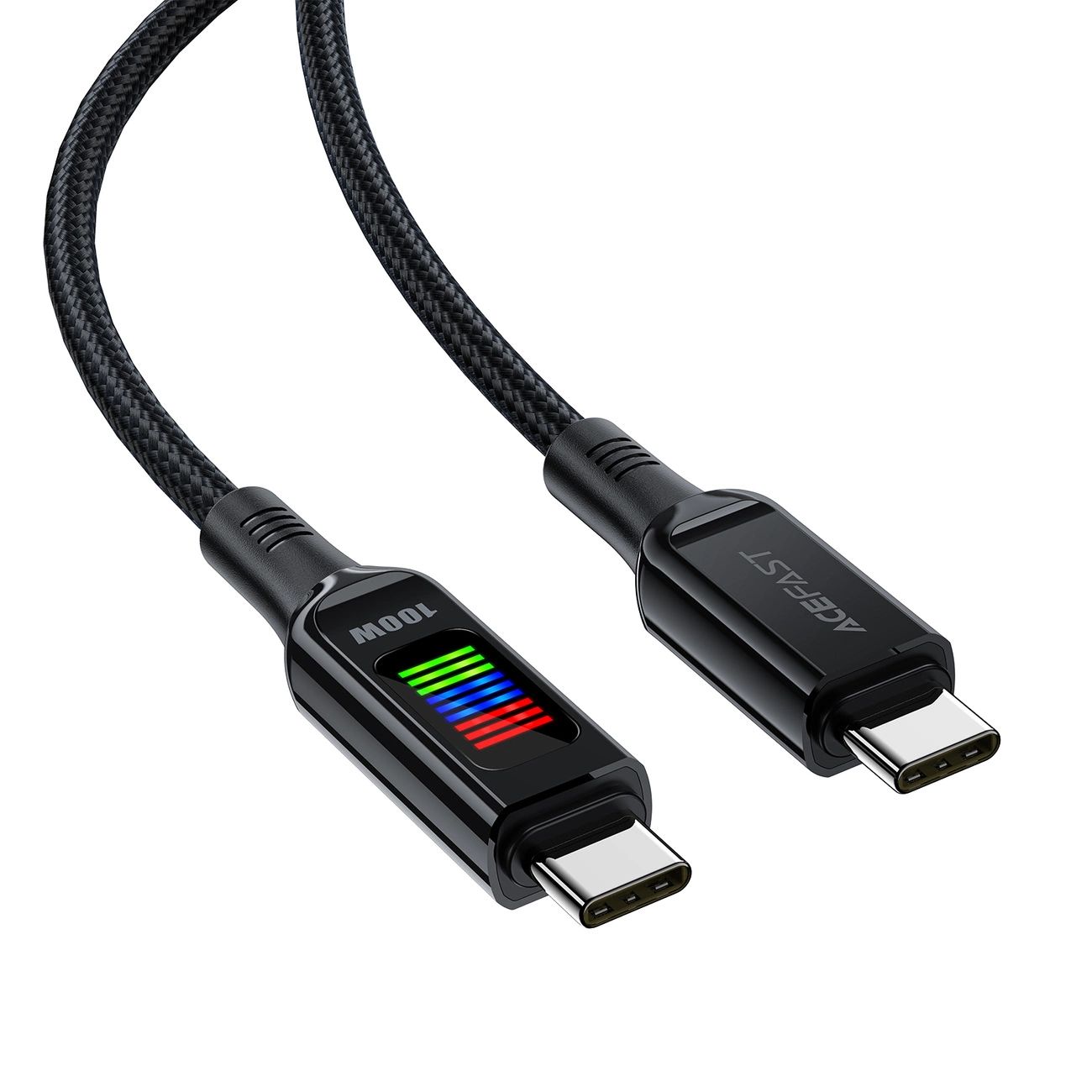 Kabel Acefast C7-03 USB-C USB-C 100W 1.2m z wyświetlaczem - czarny
