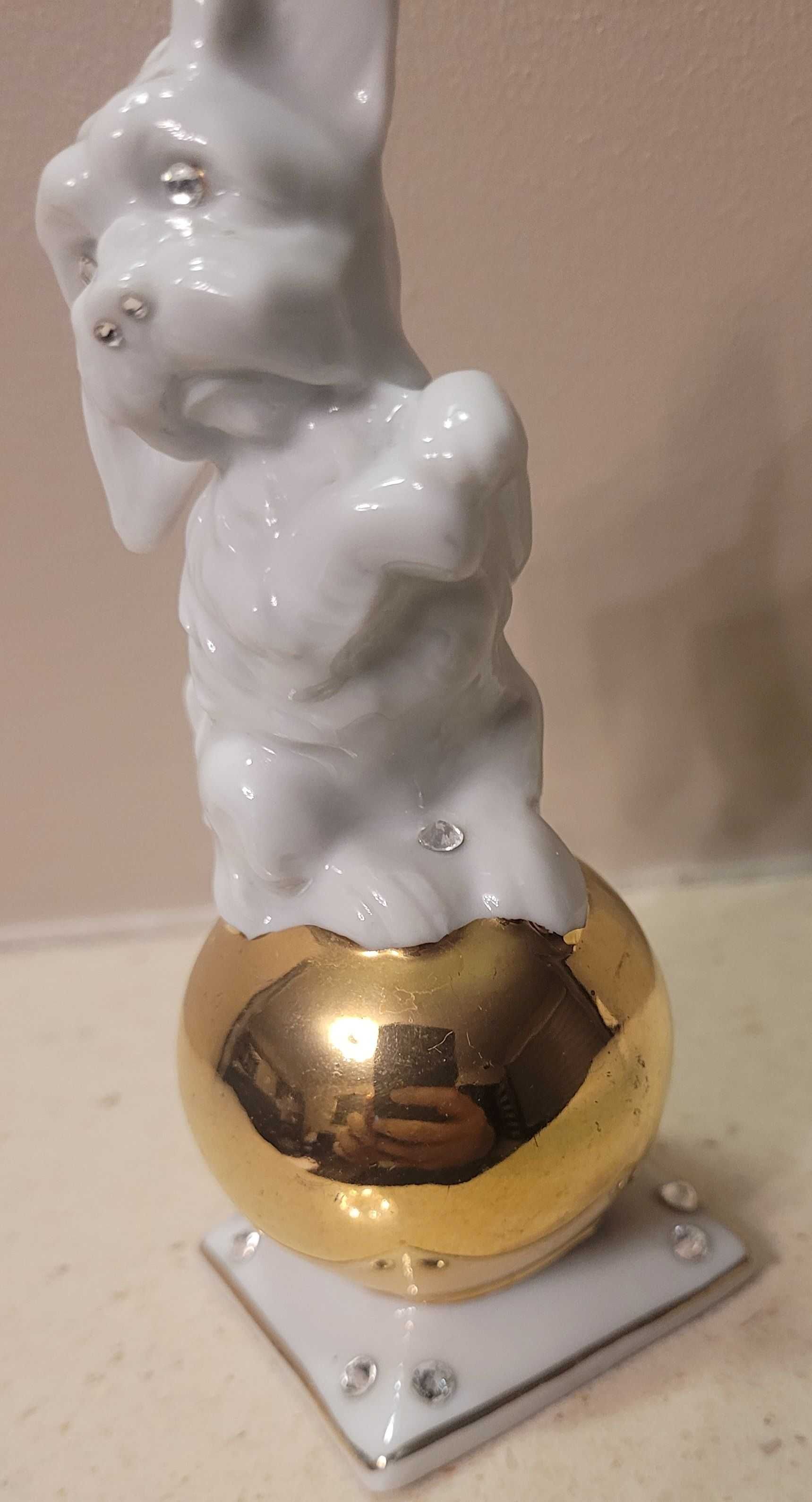 Figurka z porcelany - Piesek - złoto - Swarovski