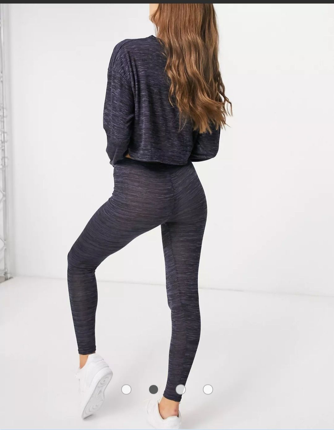 Femme Luxe – Granatowy zestaw top i legginsy 38