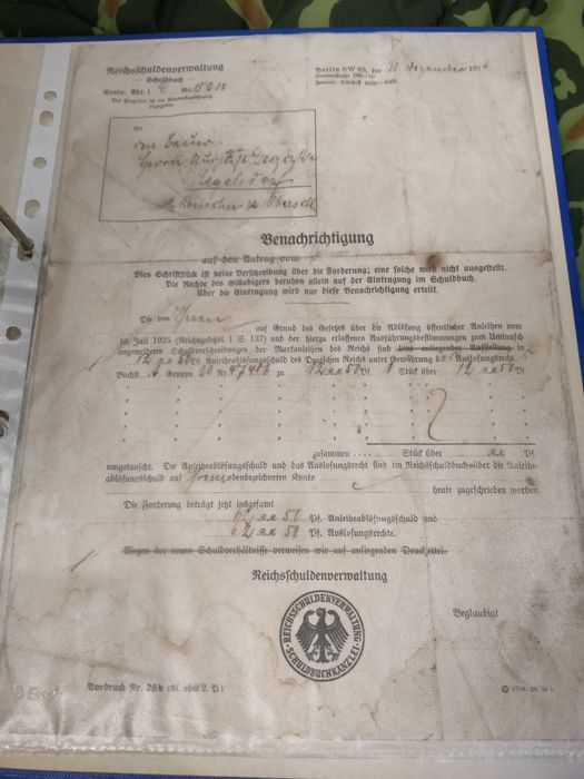 Stary niemiecki dokument 3 rzesza