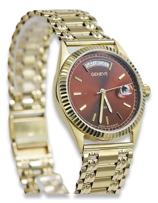 Złoty zegarek z bransoletą męski 14k Geneve mw013ydbr&mbw006y Wrocław