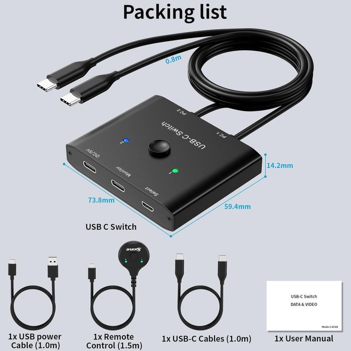 Przełącznik KVM USB-C 2 w 1, PC 8K 60 Hz 4K 120 Hz