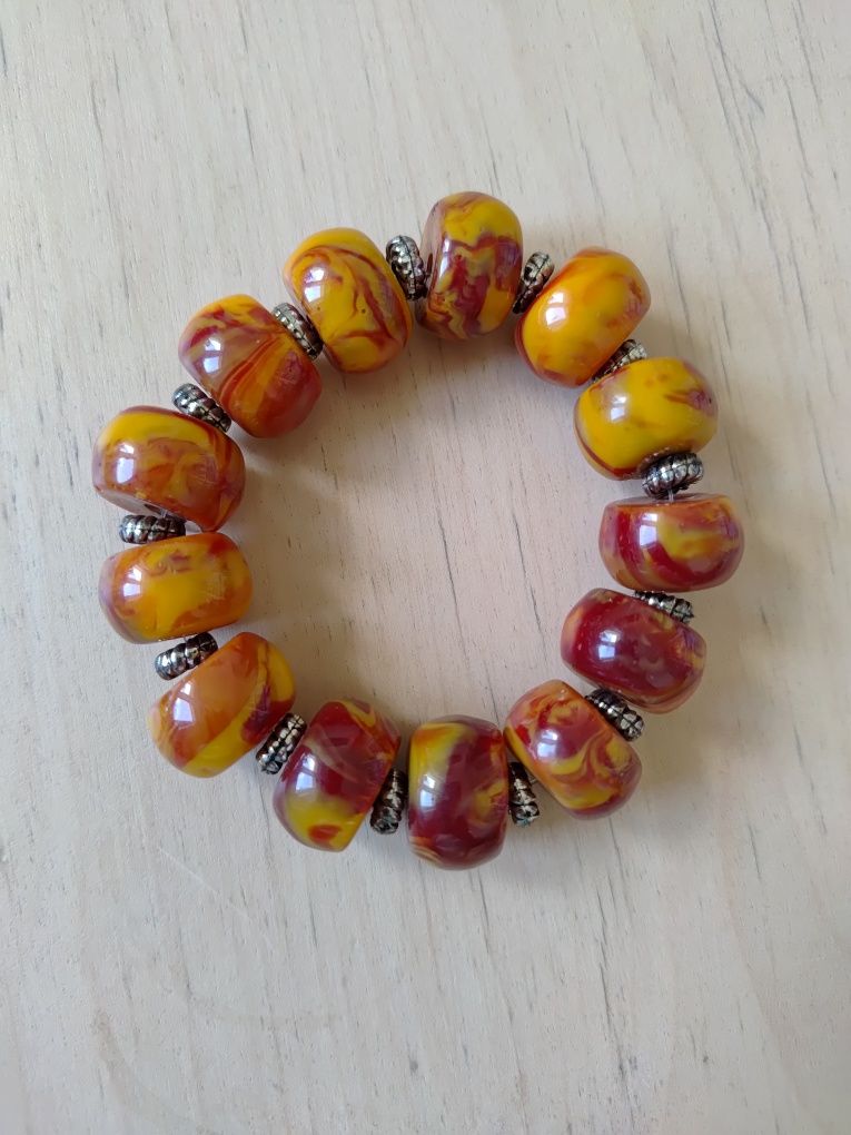 Śliczna bransoletka vintage imitacja kamienia retro bizuteria