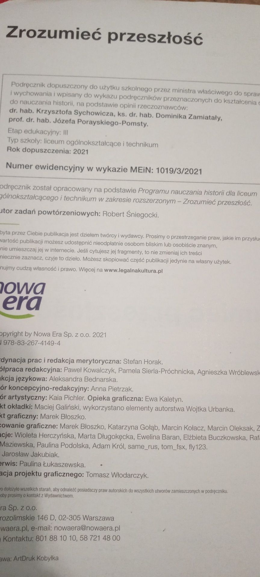 Zrozumieć przeszłość 3 zak.rozszerz.  liceum technikum odbior osobisty