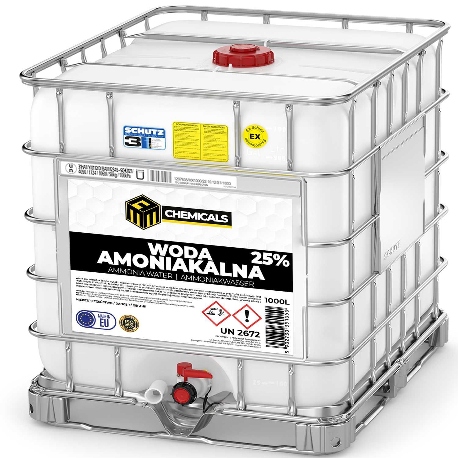 woda amoniakalna 25%, 1000 L MAUZER, cena netto