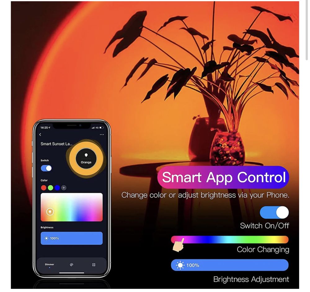 Inteligentna lampa o zachodzie słońca