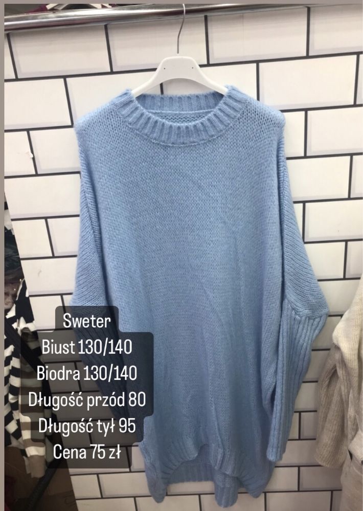 Sweter damski tunika biust 130/140 niebieski