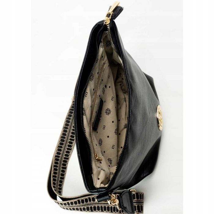 Torebka Damska MONNARI Czarna Skóra Ekologiczna Boho Regulowany Pasek